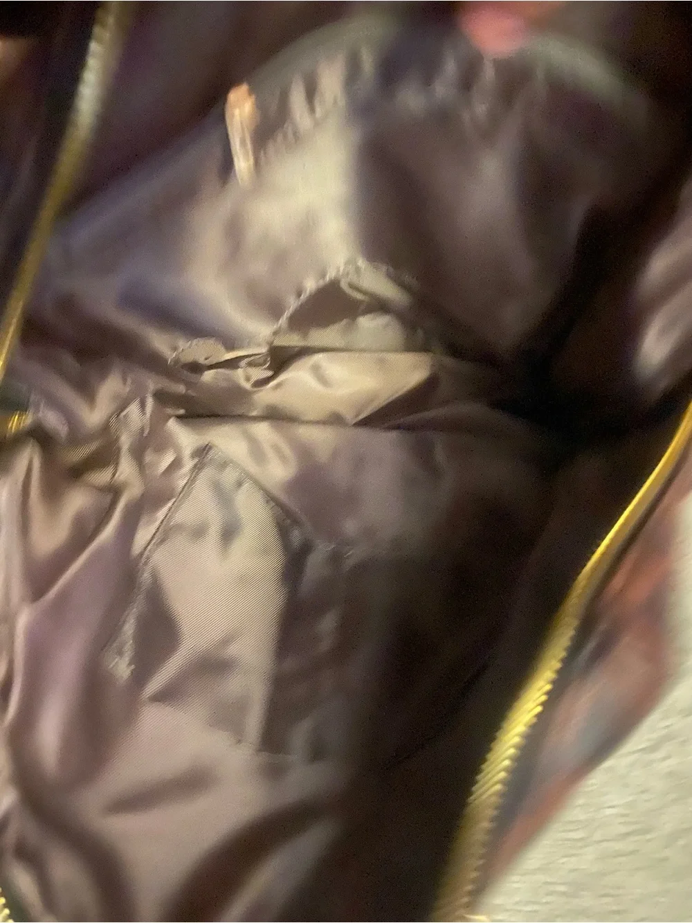 Brown Checkered Backpack with Gold Hardware